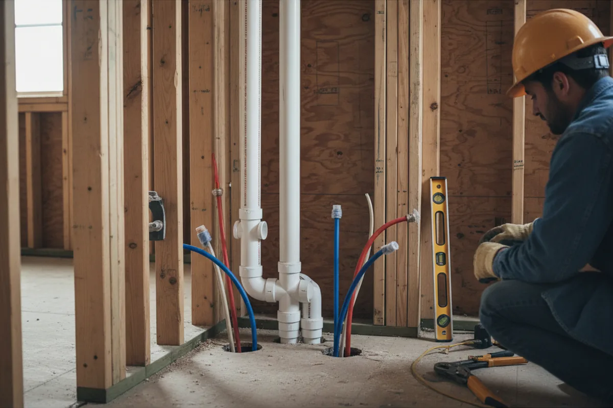 Drain and supply rough-in during Leak Detection in Shady Point